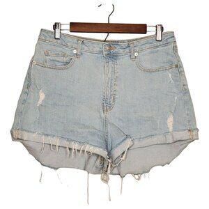 Wild Fable Women's 10 Super Hi-Rise Rolled Cuff Shorts Light Wash Blue Fair Trad